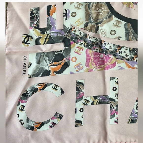 Chanel Scarf Silk Pink Multi with Certificate Of Authenticity LNC - Picture 7 of 9